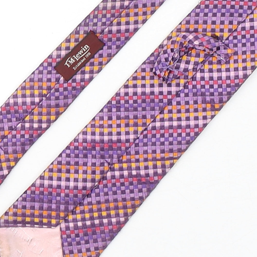 T.M.Lewin  Mens Multicoloured Plaids & Checks Silk Pointed Tie One Size