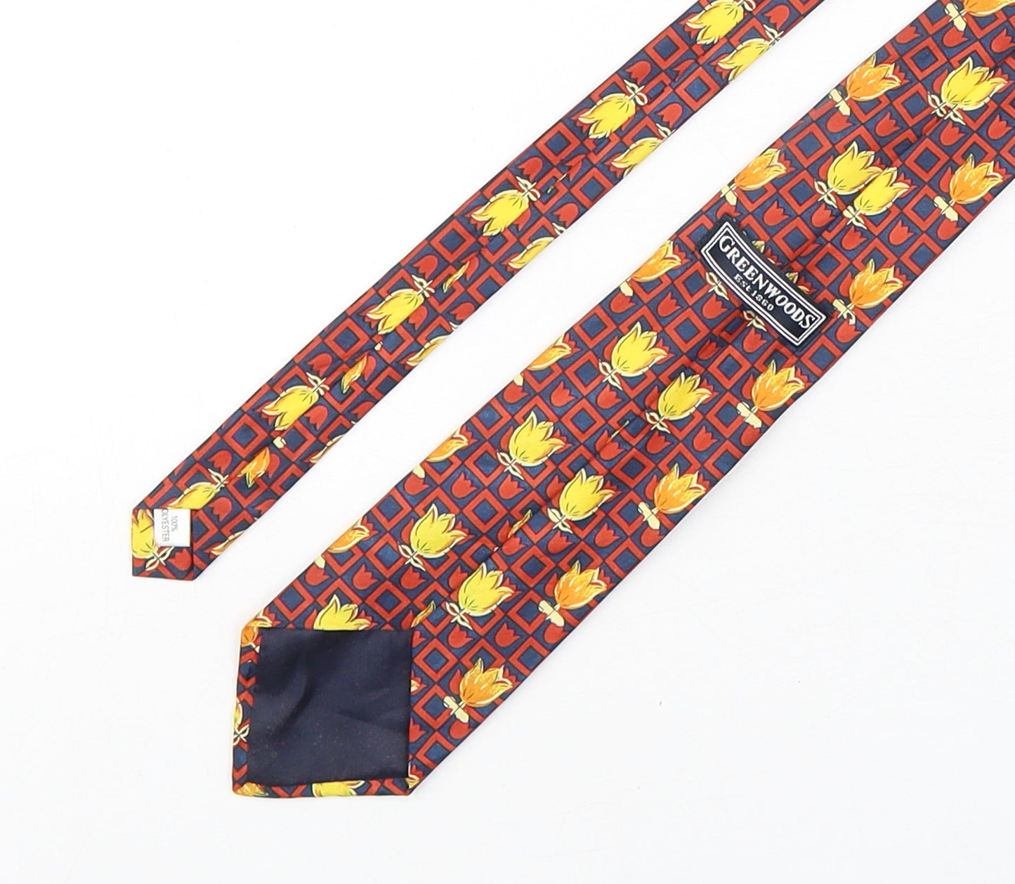 Greenwoods Mens Multicoloured Geometric Polyester Pointed Tie One Size