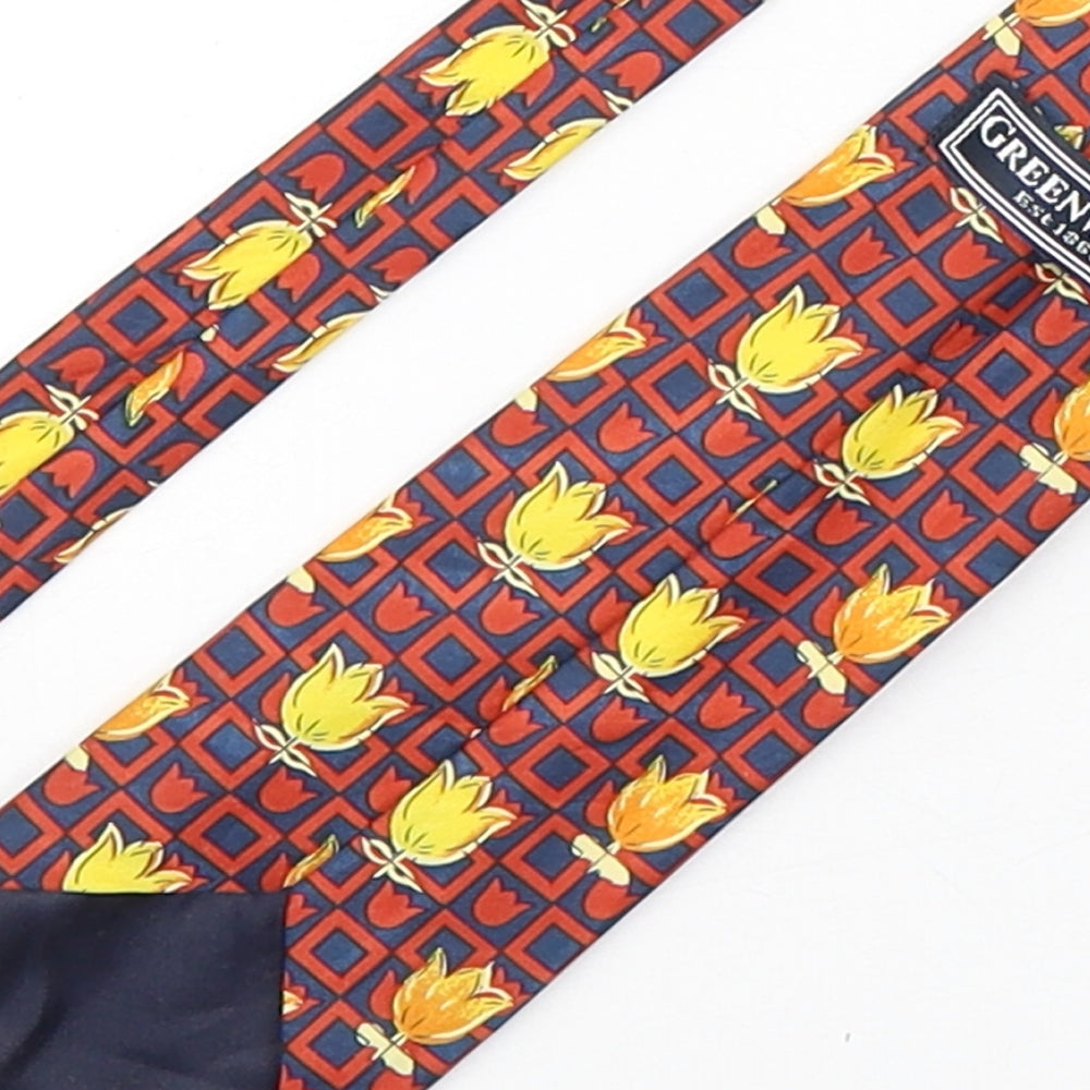 Greenwoods Mens Multicoloured Geometric Polyester Pointed Tie One Size