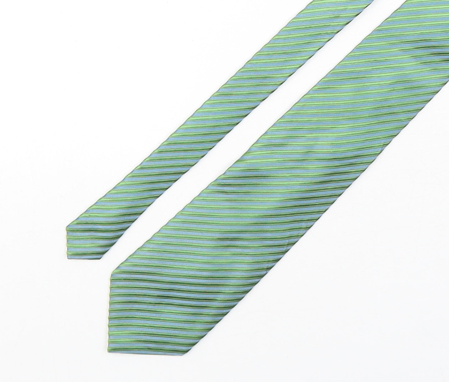 Next Mens Green Striped Silk Pointed Tie One Size