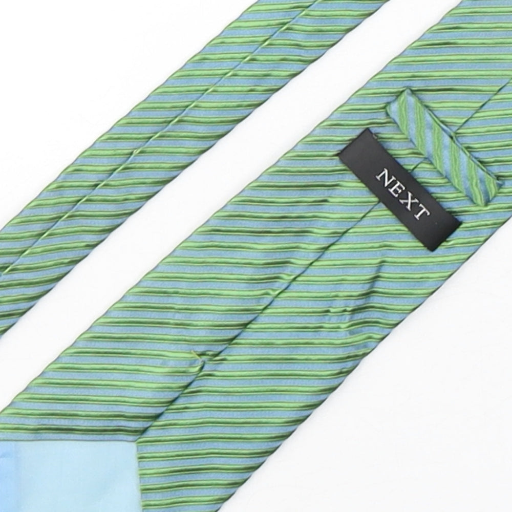 Next Mens Green Striped Silk Pointed Tie One Size