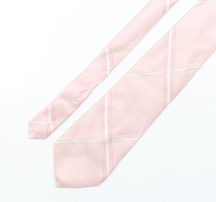 Linea Mens Pink Plaids & Checks Silk Pointed Tie One Size