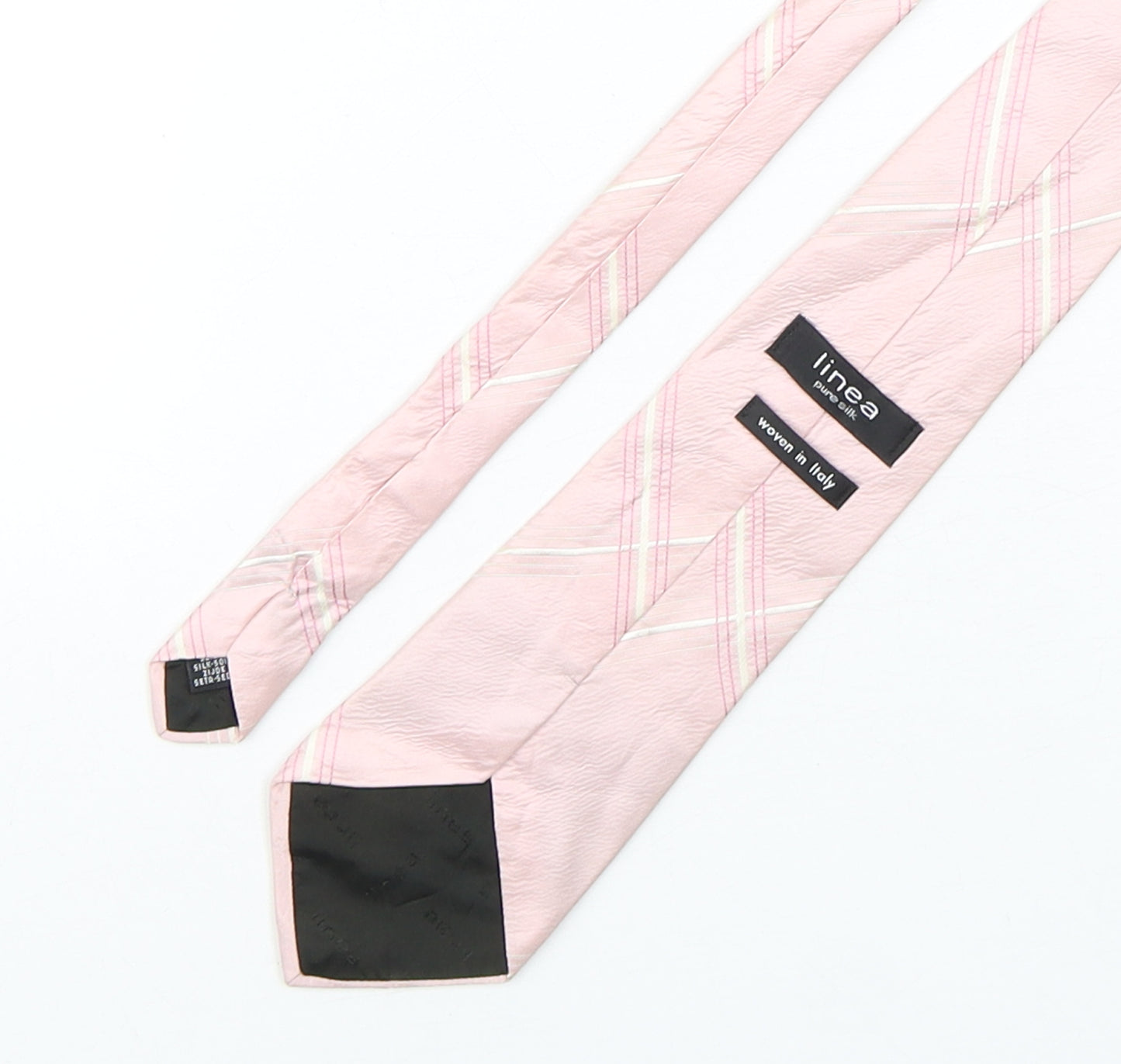 Linea  Mens Pink Plaids & Checks Silk Pointed Tie One Size