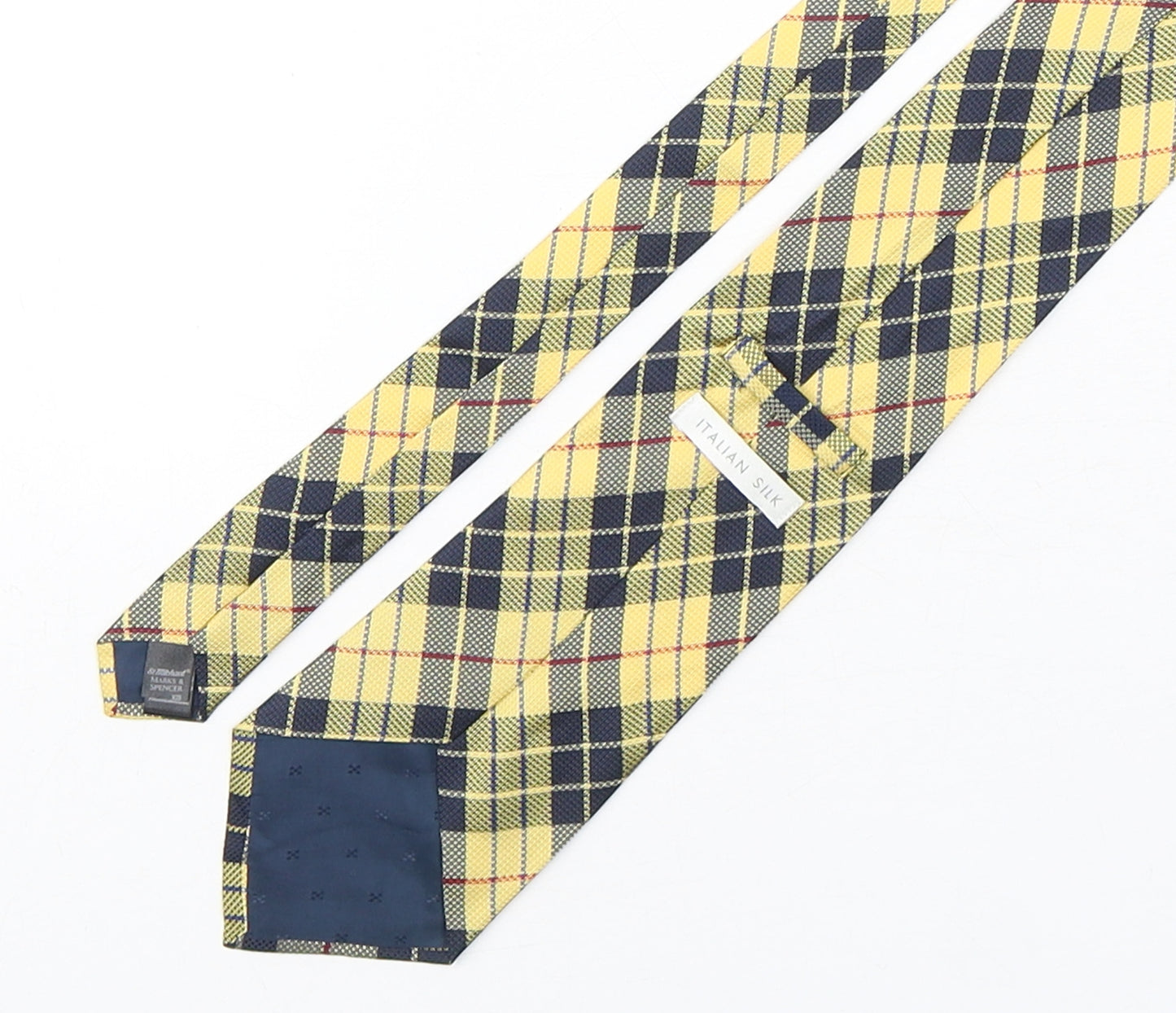 Marks and Spencer Mens Multicoloured Plaids & Checks Silk Pointed Tie One Size