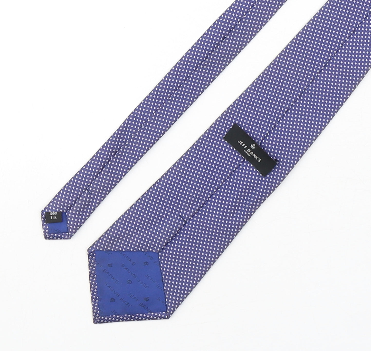 Jeff Banks  Mens Blue Polka Dot Silk Pointed Tie One Size