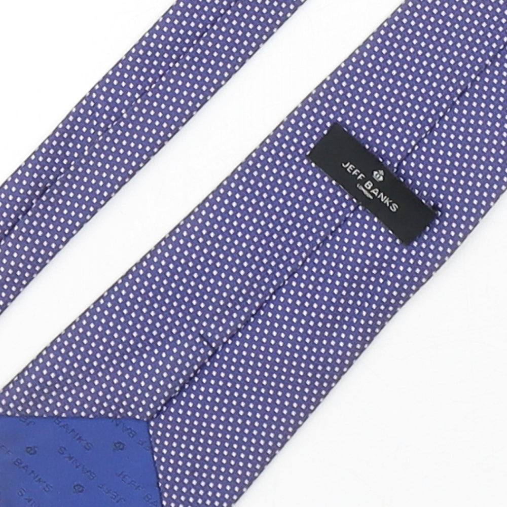 Jeff Banks  Mens Blue Polka Dot Silk Pointed Tie One Size