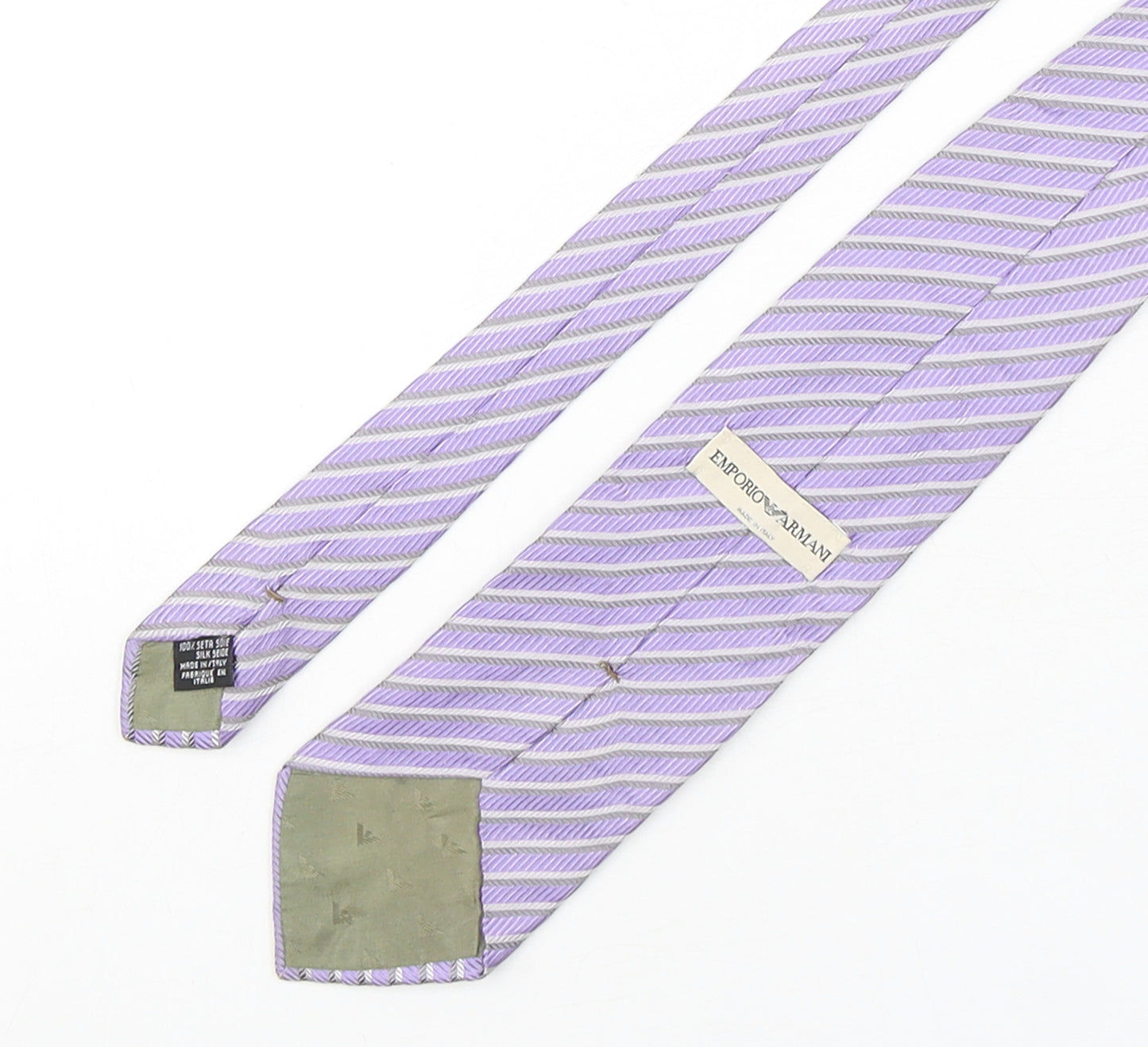 Emporio Armani Mens Purple Striped Silk Pointed Tie One Size