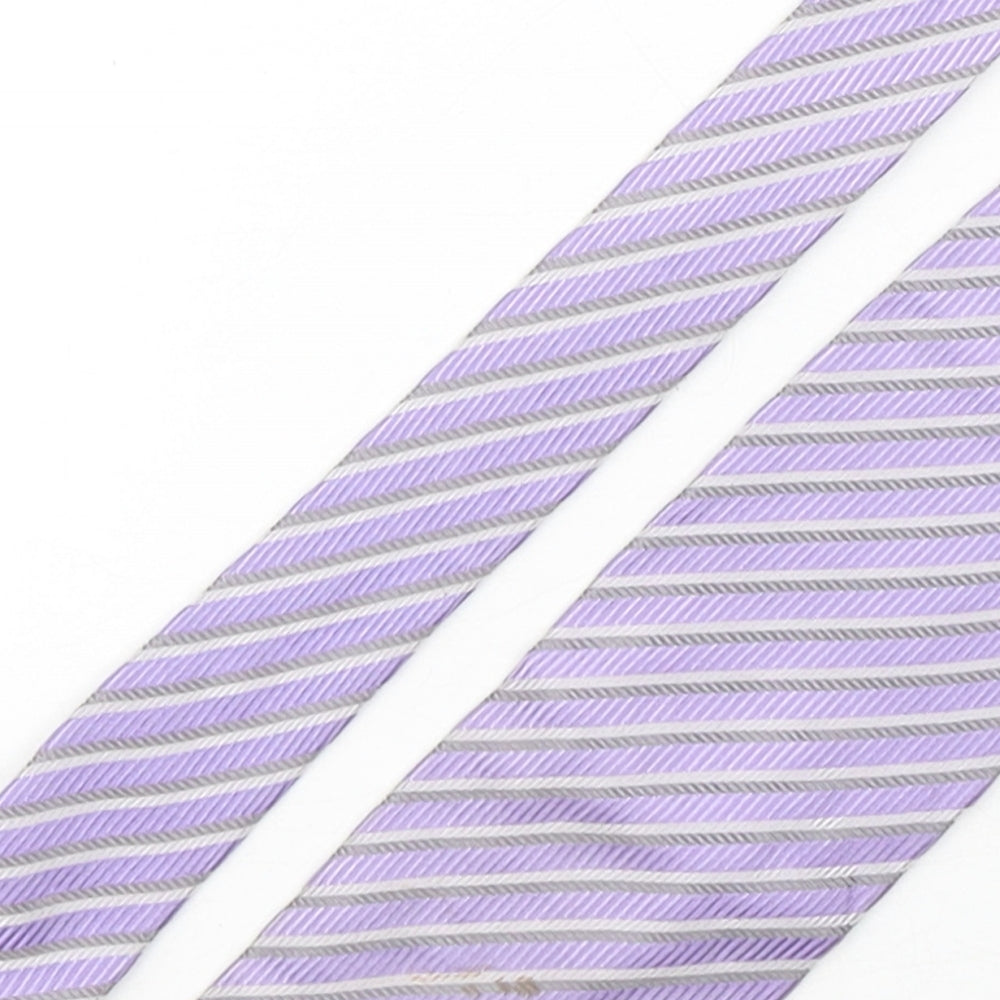 Emporio Armani Mens Purple Striped Silk Pointed Tie One Size