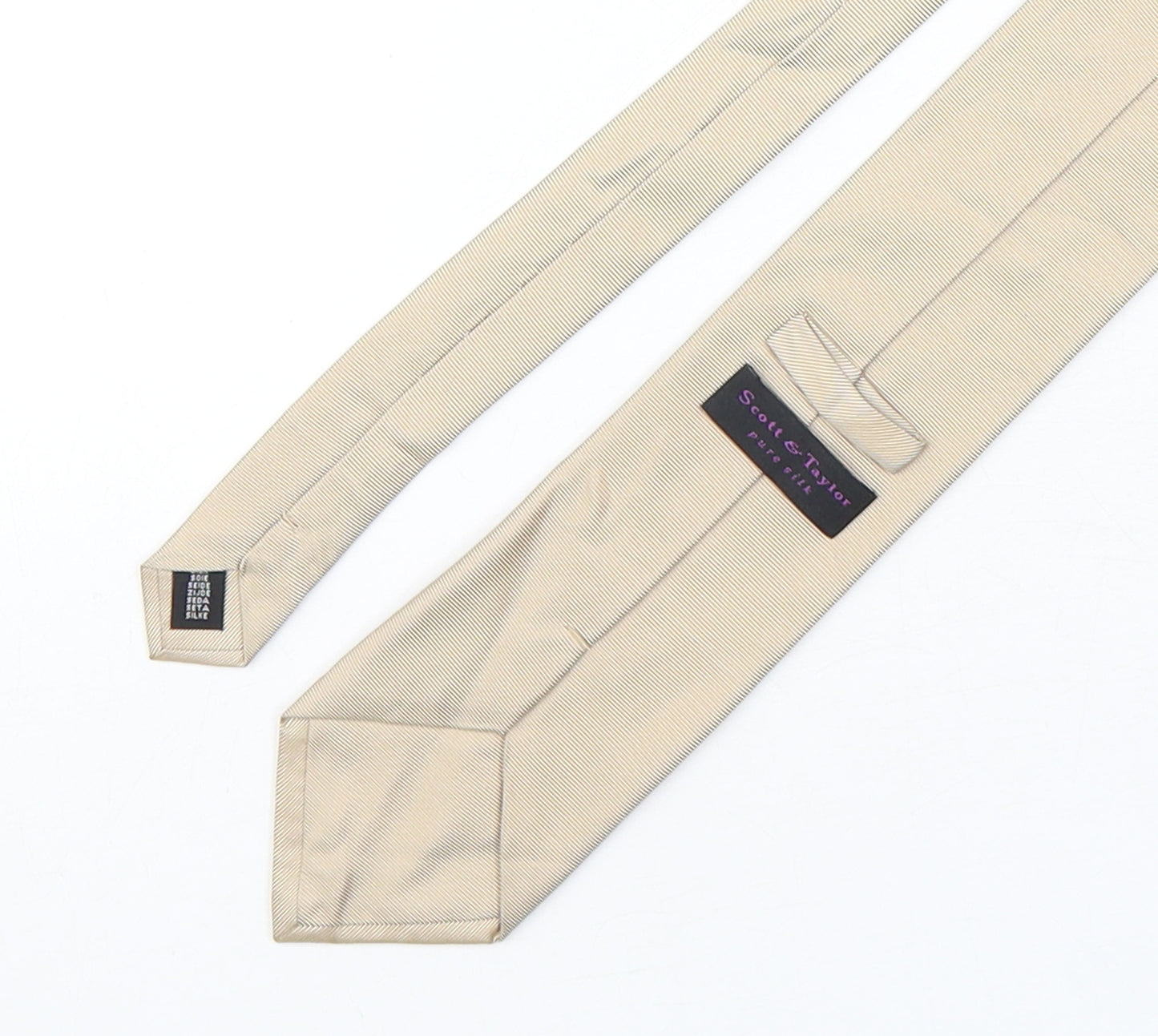 Scott & Taylor Mens Beige  Silk Pointed Tie One Size