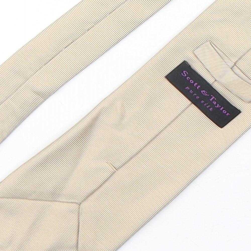 Scott & Taylor Mens Beige  Silk Pointed Tie One Size