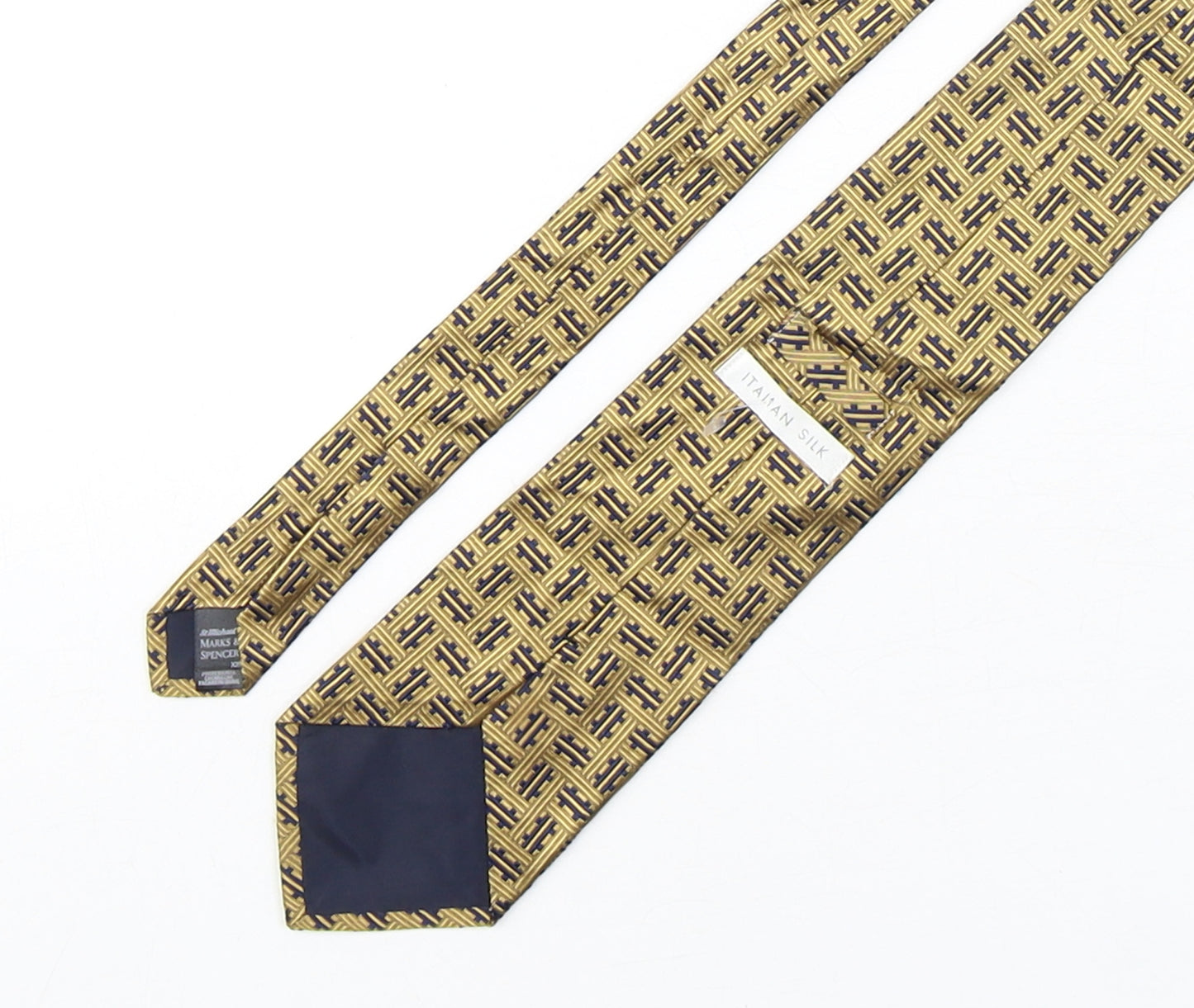 Marks and Spencer Mens Multicoloured Geometric Silk Pointed Tie One Size