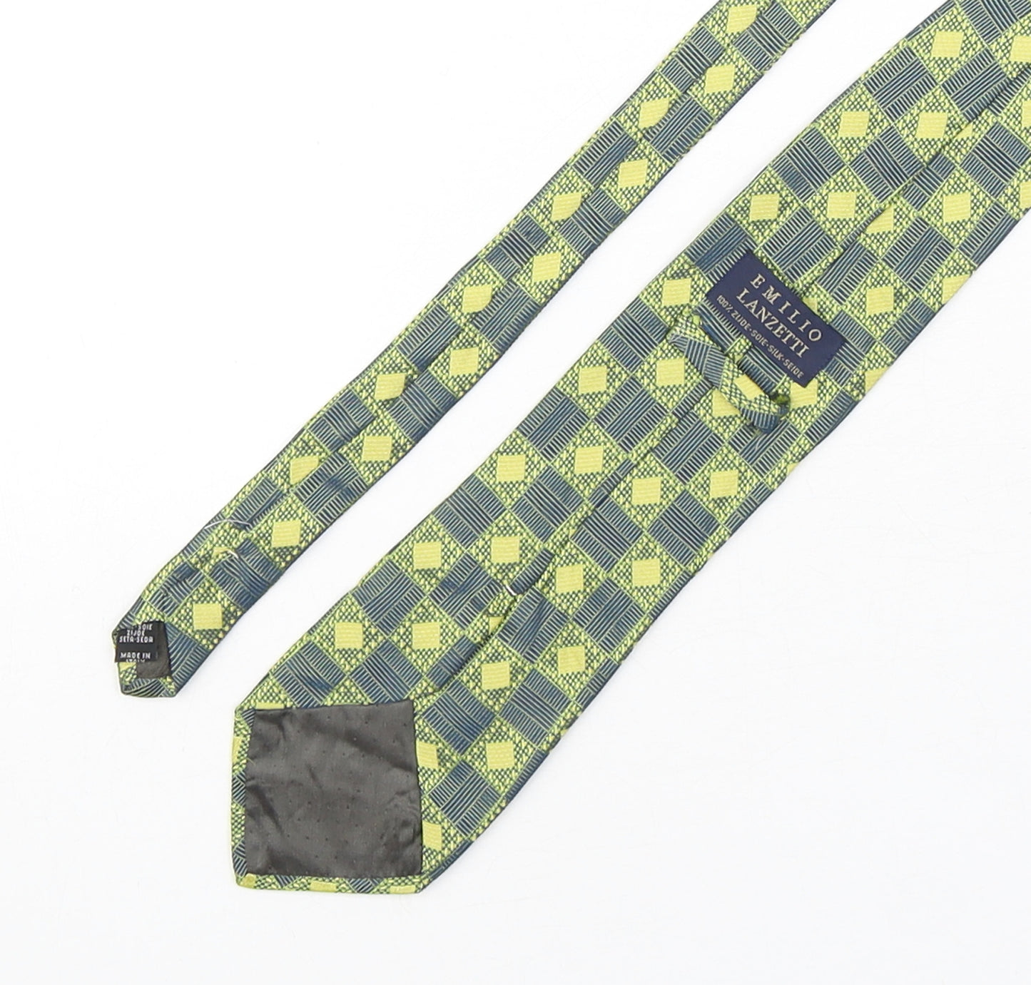 Emilio Lanzetti Mens Multicoloured Geometric Silk Pointed Tie One Size