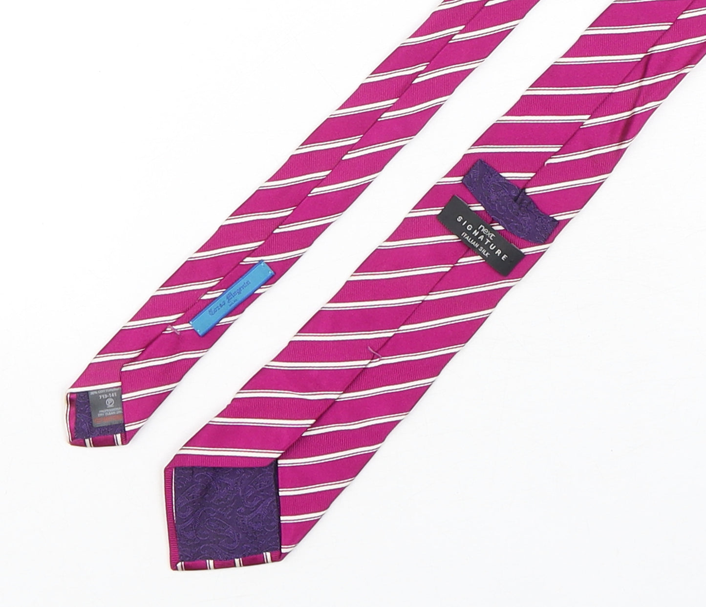 NEXT Mens Purple Striped Silk Pointed Tie One Size