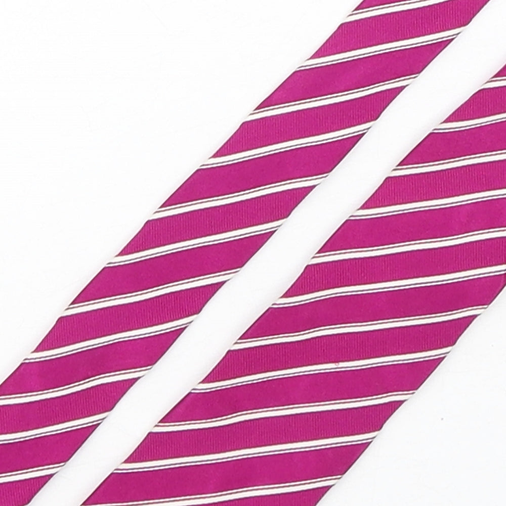 NEXT Mens Purple Striped Silk Pointed Tie One Size