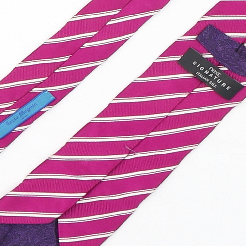 NEXT Mens Purple Striped Silk Pointed Tie One Size