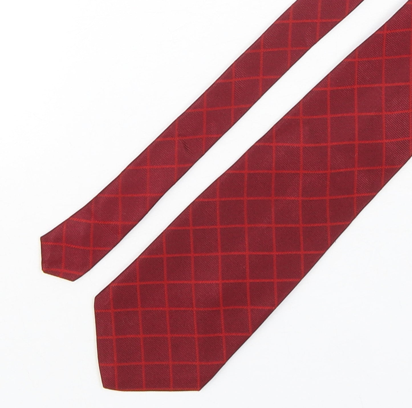 NEXT Mens Red Plaids & Checks Silk Pointed Tie One Size