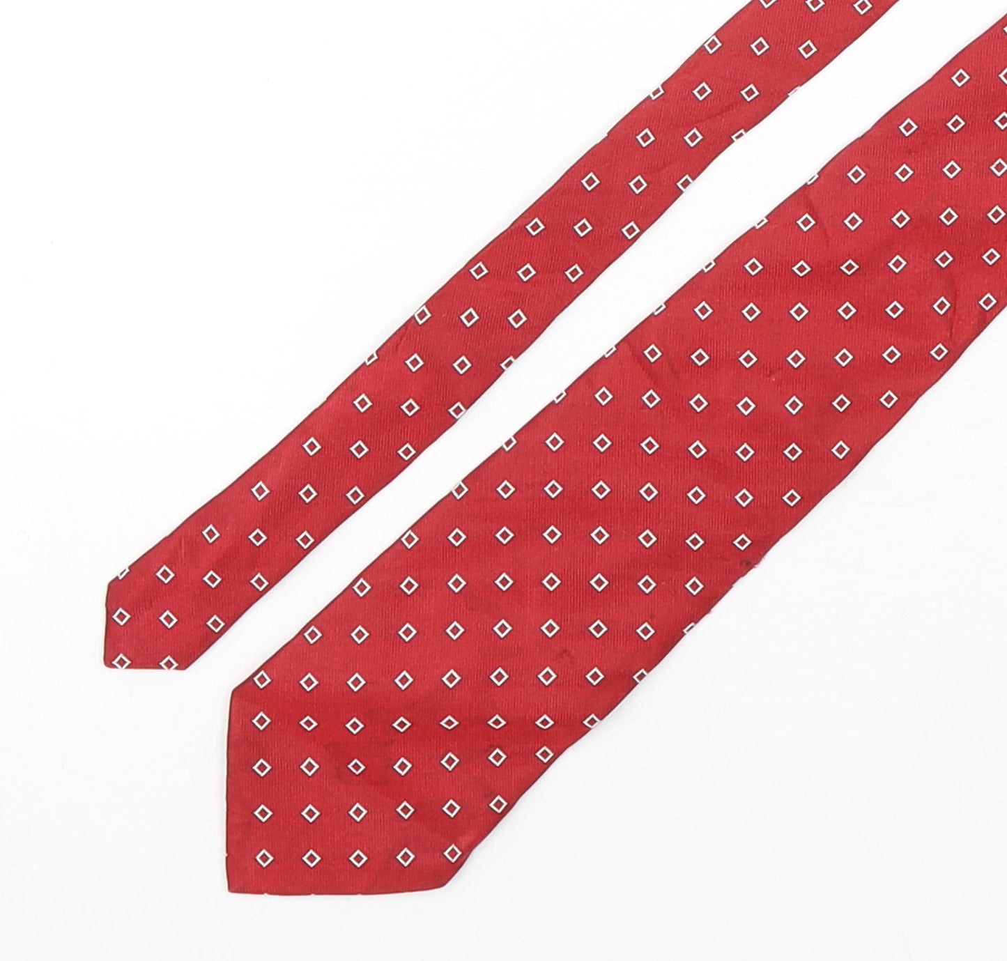 La Corona  Mens Red Geometric Silk Pointed Tie One Size
