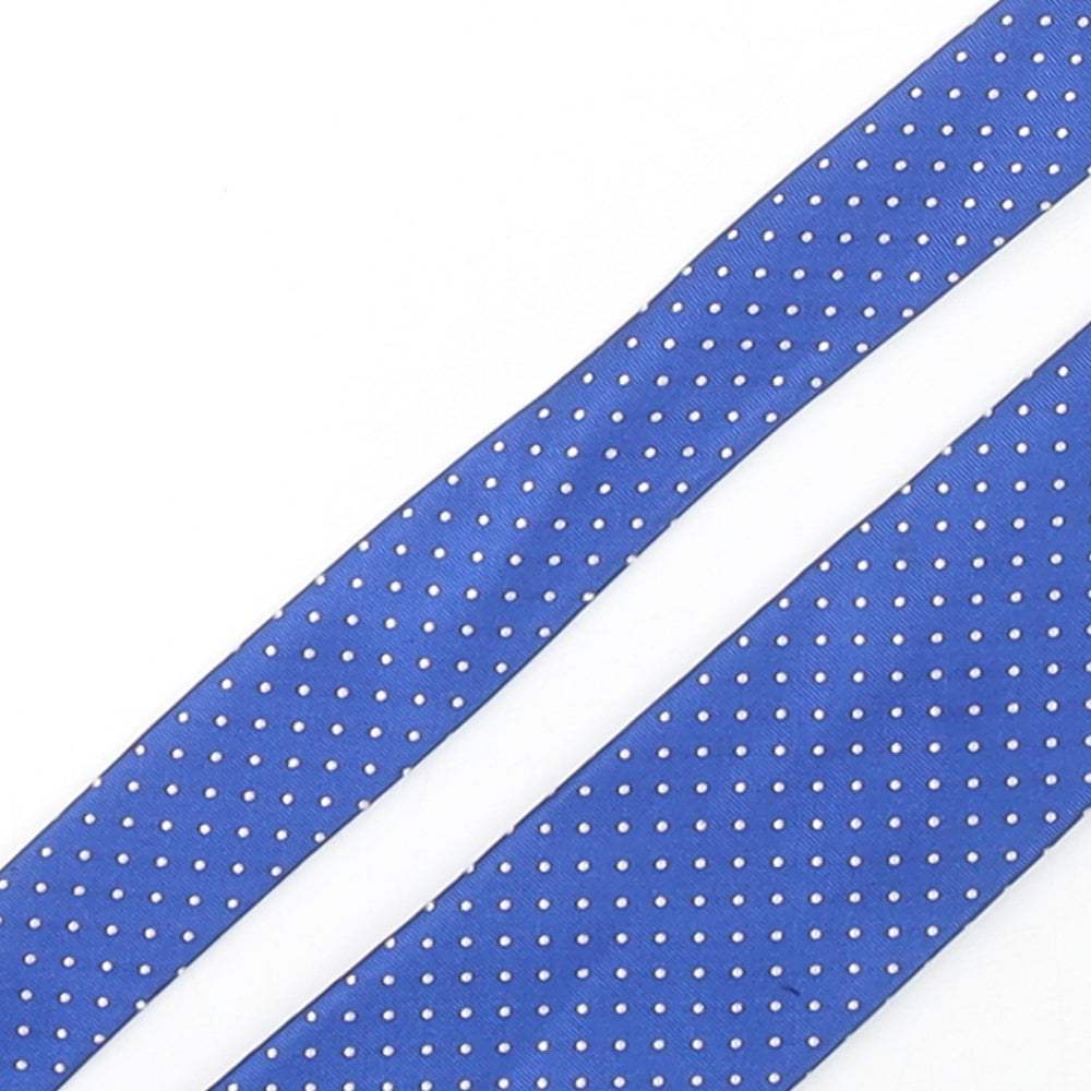 Joseph Turner  Mens Blue Polka Dot Silk Pointed Tie One Size