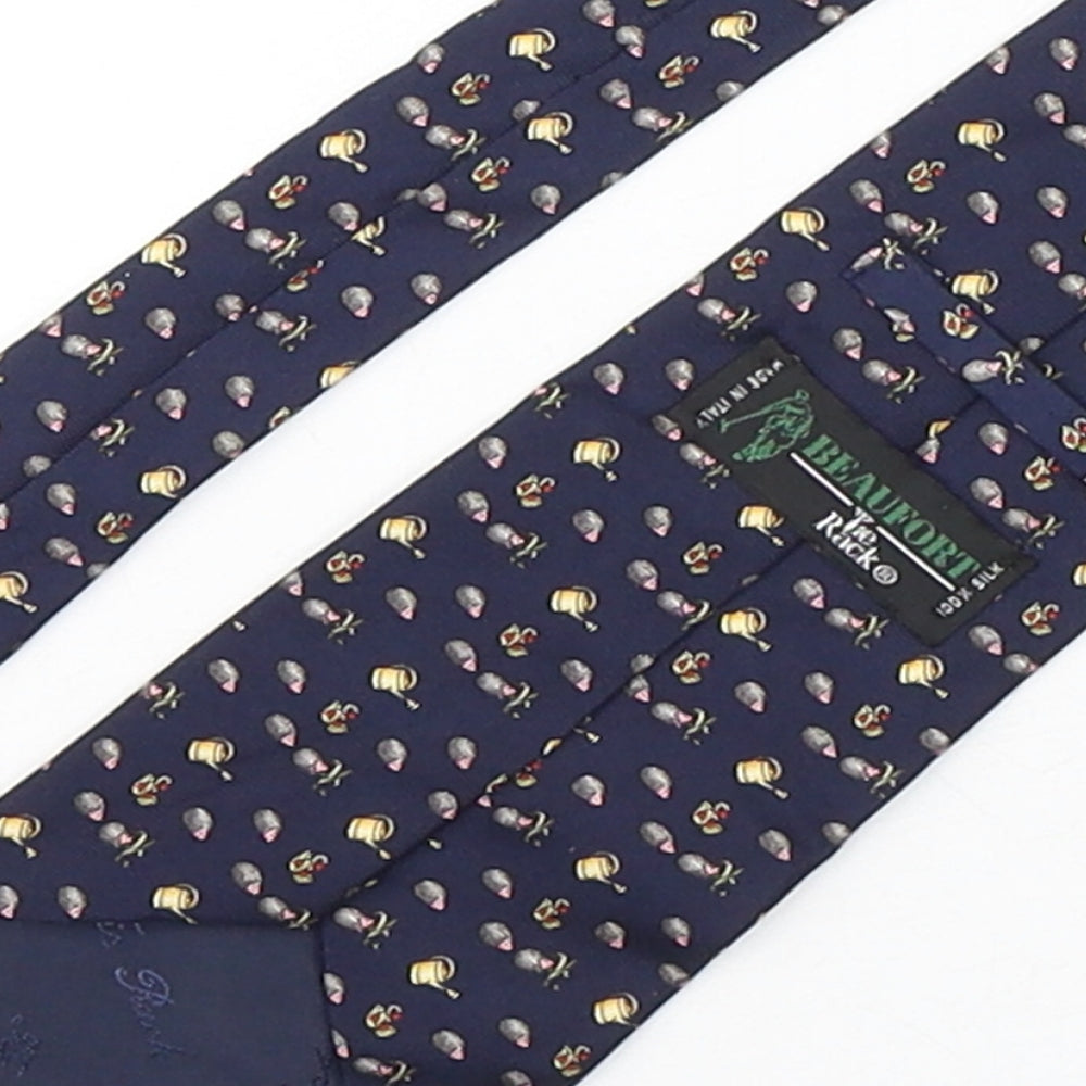 Beaufort  Mens Multicoloured Geometric Silk Pointed Tie One Size - hedgehogs