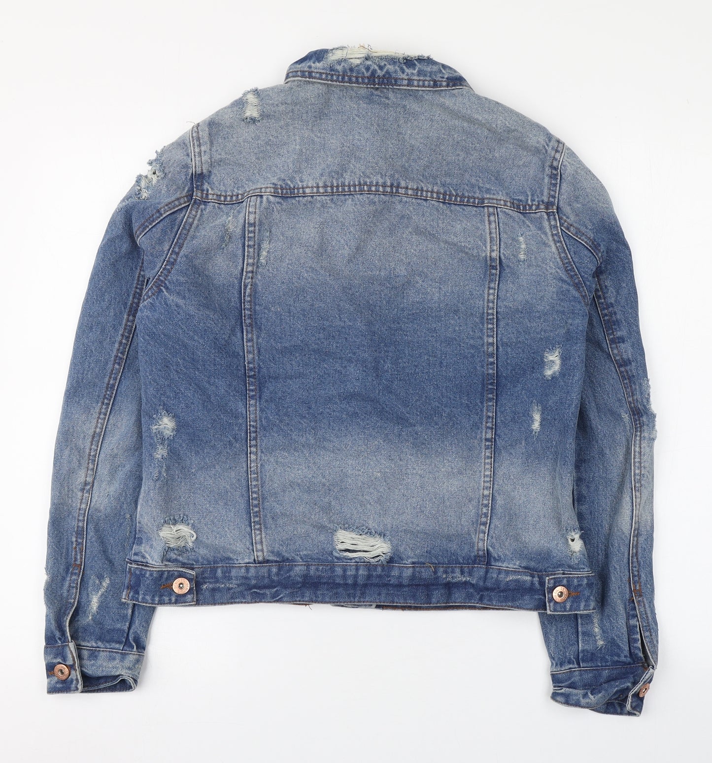 Denim & Co. Womens Beige   Jacket  Size 14  Buckle - Distressed