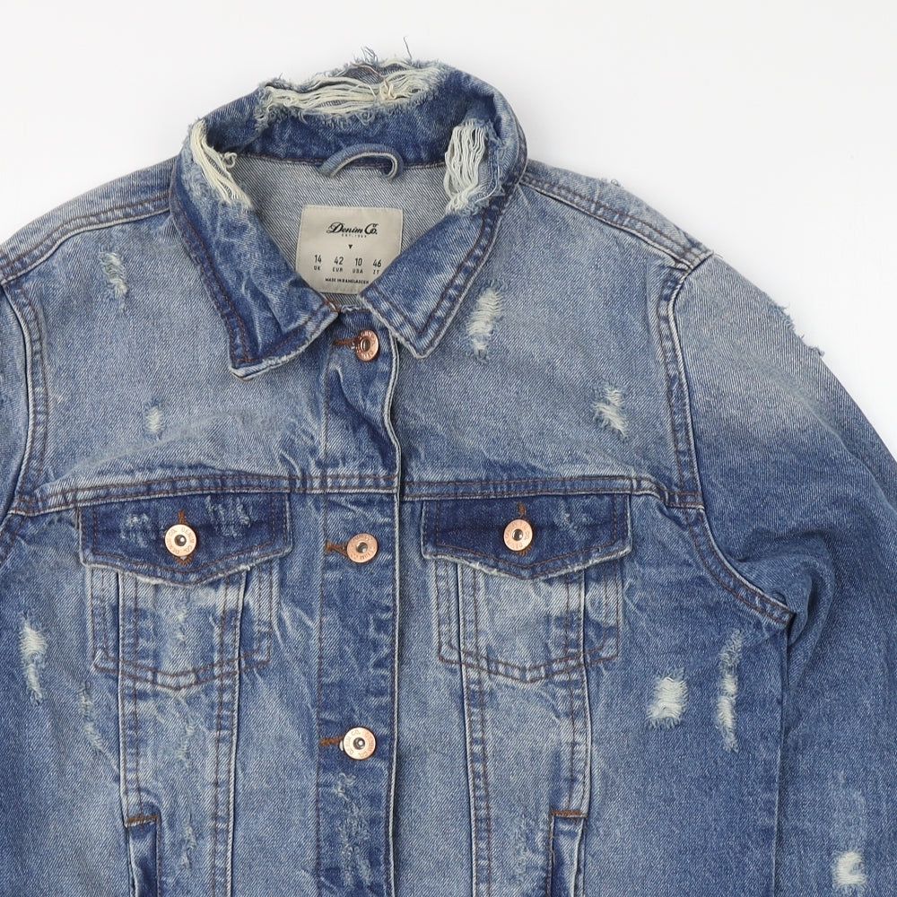 Denim & Co. Womens Beige   Jacket  Size 14  Buckle - Distressed