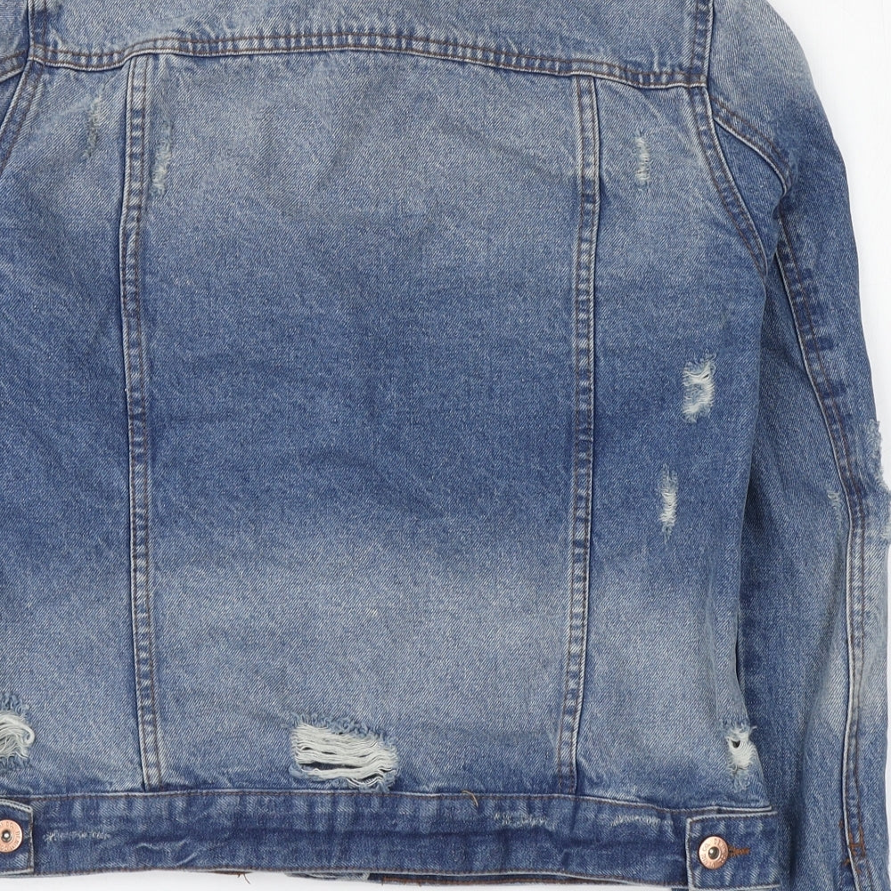 Denim & Co. Womens Beige   Jacket  Size 14  Buckle - Distressed