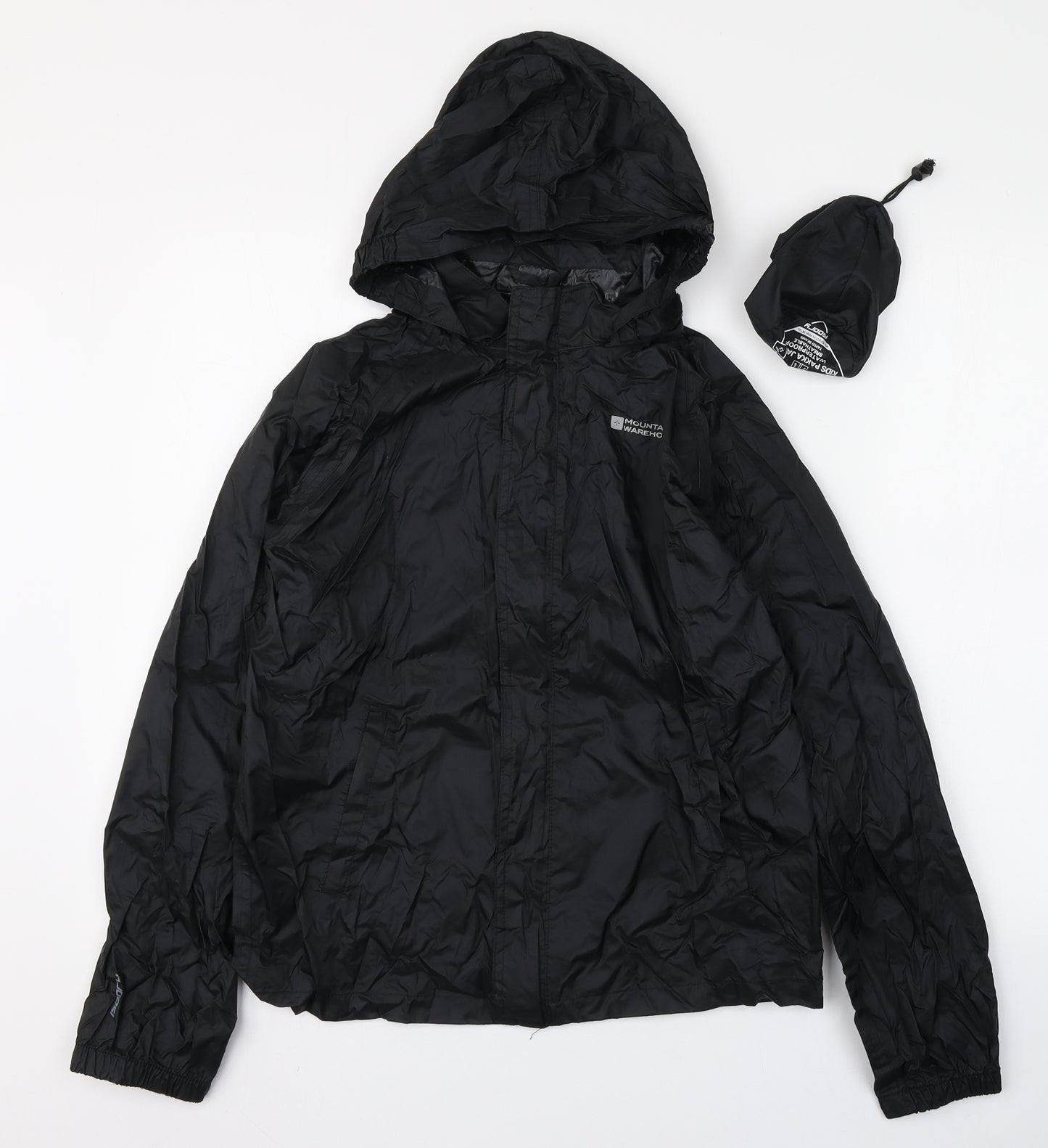Mountain Warehouse Boys Black   Rain Coat Coat Size 13 Years  Zip - Pakka jacket Travel bag