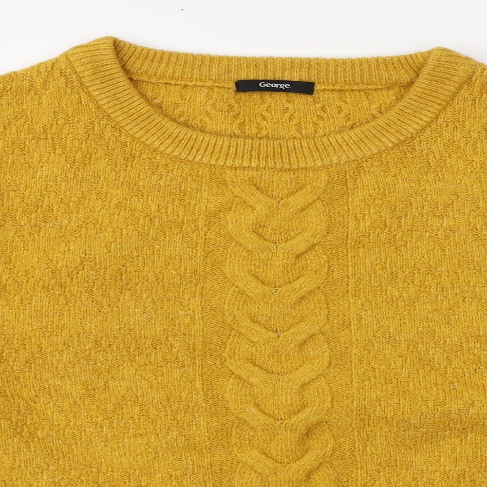 George Womens Yellow Round Neck  Acrylic Pullover Jumper Size 14