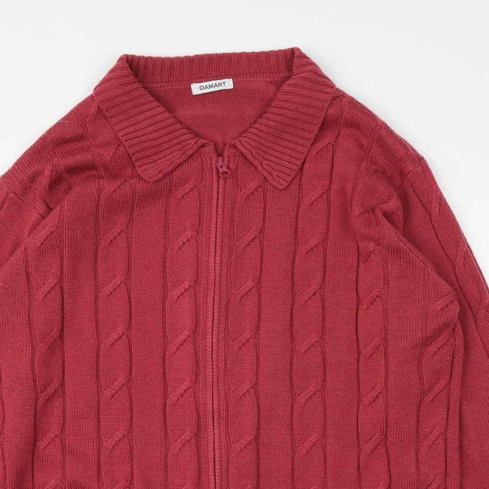 Damart Womens Pink Collared  Acrylic Full Zip Jumper Size L