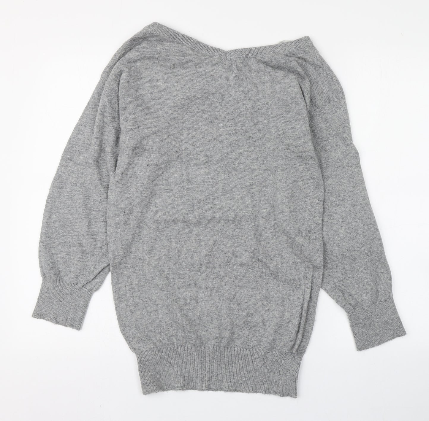 New Look Womens Grey V-Neck  Polyester Pullover Jumper Size 10   - Leopard