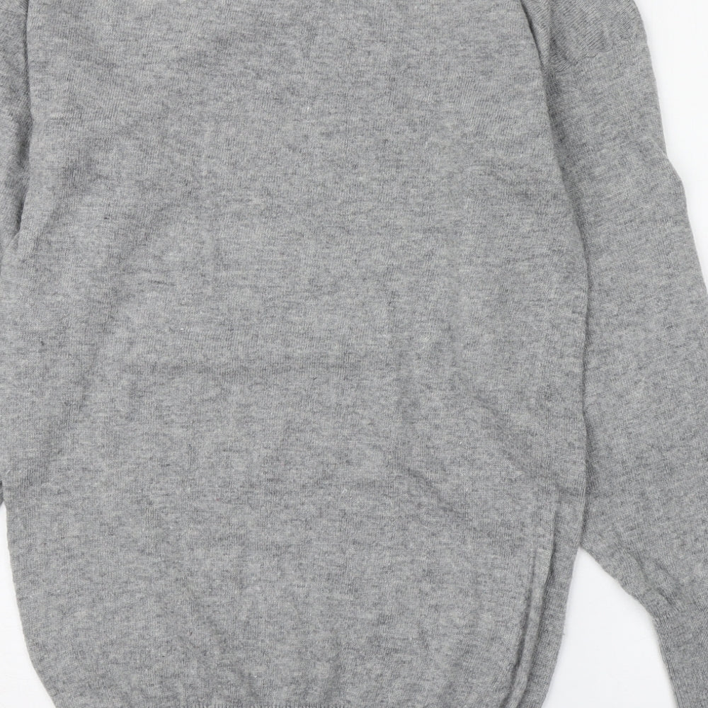 New Look Womens Grey V-Neck  Polyester Pullover Jumper Size 10   - Leopard