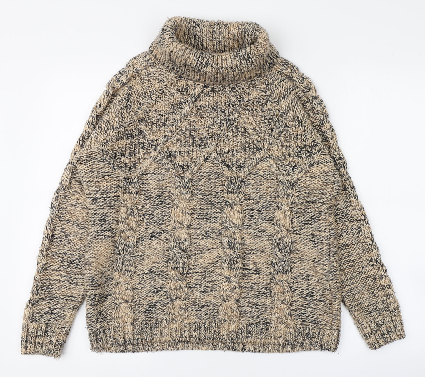 TU Womens Beige Roll Neck  Acrylic Pullover Jumper Size 12