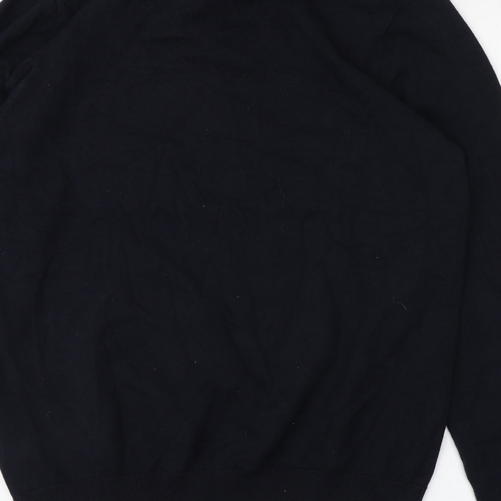 Marks and Spencer Mens Blue Collared  Cotton Pullover Jumper Size S