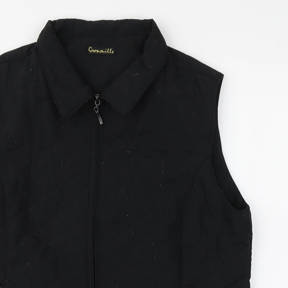 Grenouille Womens Black   Gilet Coat Size 14  Zip