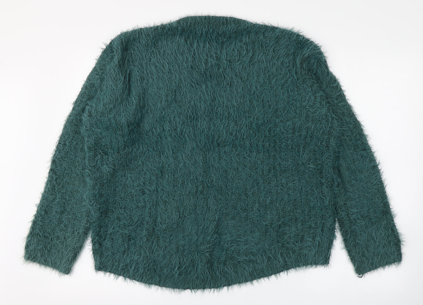 Primark Womens Green Round Neck  Polyester Pullover Jumper Size S   - Fluffy knit