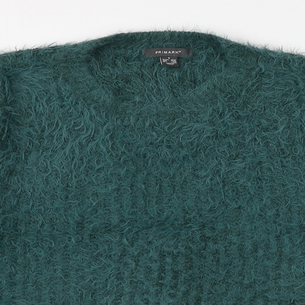 Primark Womens Green Round Neck  Polyester Pullover Jumper Size S   - Fluffy knit
