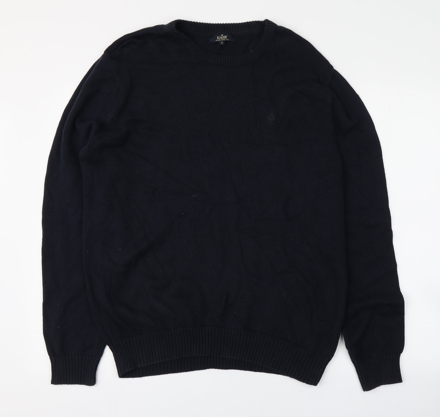 Easy Matalan Mens Blue Round Neck  Cotton Pullover Jumper Size L