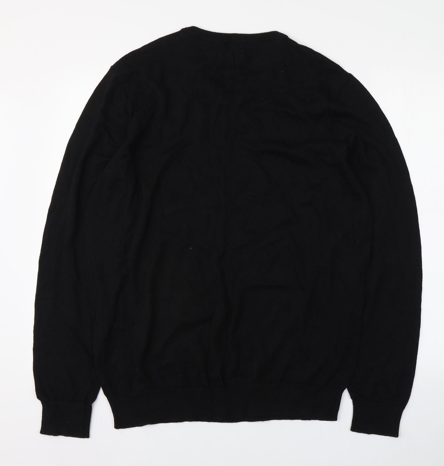 George Mens Black Round Neck  Cotton Pullover Jumper Size XL