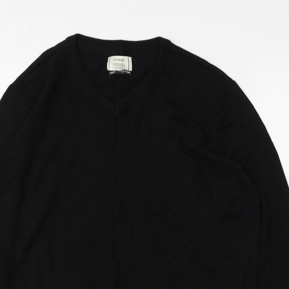 George Mens Black Round Neck  Cotton Pullover Jumper Size XL