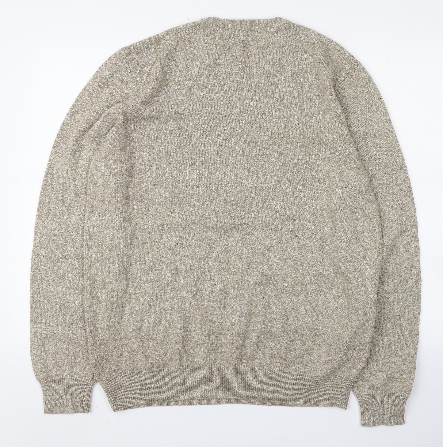 Atlantic Bay Mens Beige Round Neck  Nylon Pullover Jumper Size L