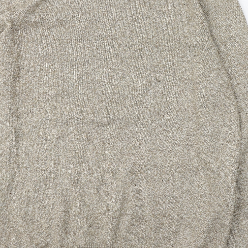 Atlantic Bay Mens Beige Round Neck  Nylon Pullover Jumper Size L