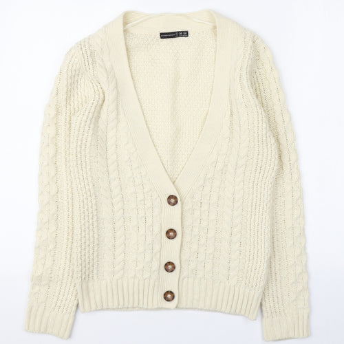 Atmosphere Womens Ivory V-Neck  Acrylic Cardigan Jumper Size 8