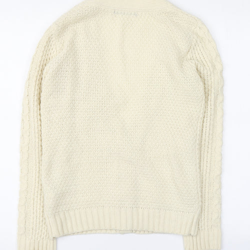 Atmosphere Womens Ivory V-Neck  Acrylic Cardigan Jumper Size 8