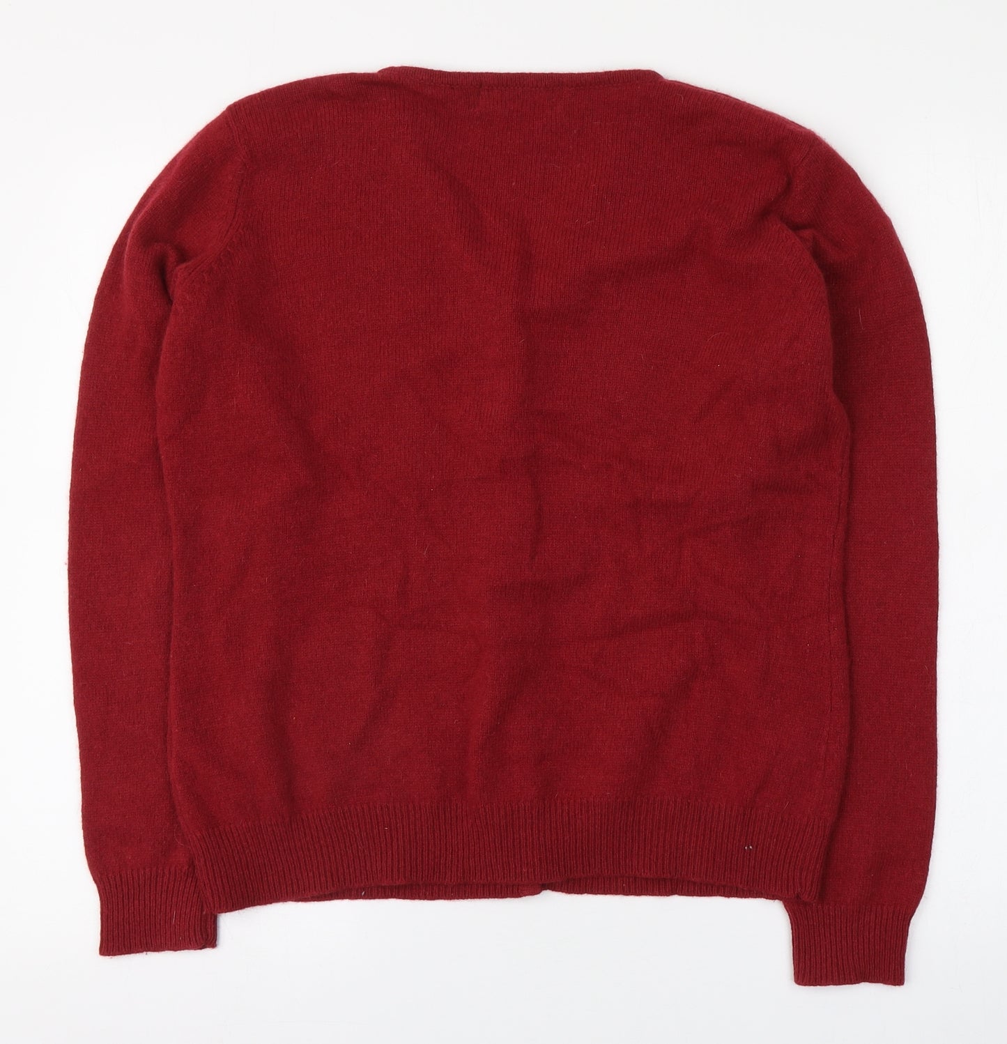 EWM Pure Classics Womens Red V-Neck  Wool Cardigan Jumper Size L