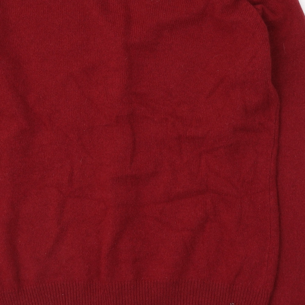 EWM Pure Classics Womens Red V-Neck  Wool Cardigan Jumper Size L
