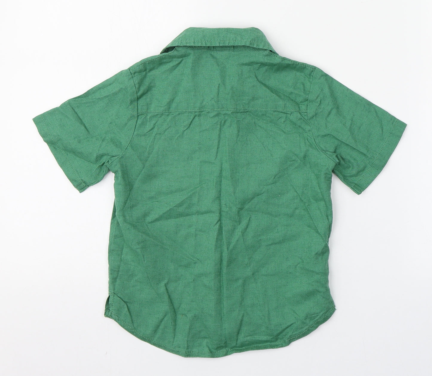 TU Boys Green  Linen Basic Button-Up Size 2-3 Years Collared