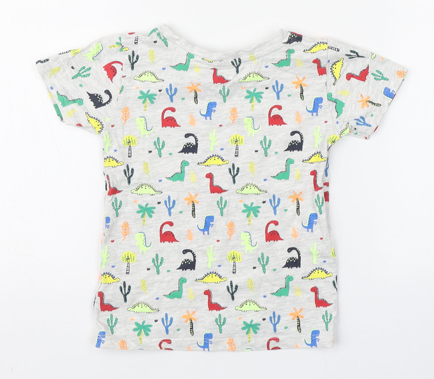 St Bernard Boys Multicoloured Geometric Cotton Basic T-Shirt Size 18-24 Months Round Neck Pullover - Dinosaur