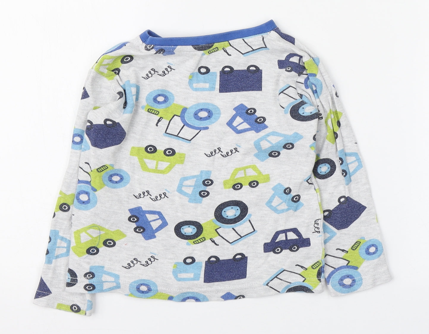 St Bernard Boys Blue Geometric Cotton Basic T-Shirt Size 2-3 Years Round Neck Pullover - Vehicle