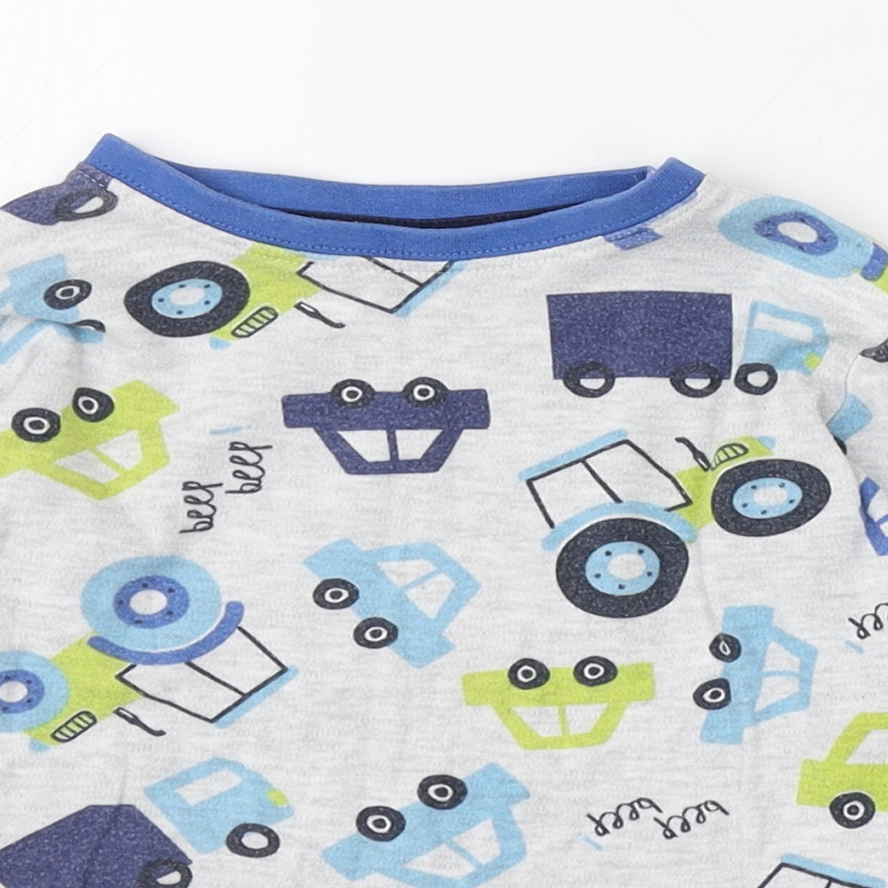 St Bernard Boys Blue Geometric Cotton Basic T-Shirt Size 2-3 Years Round Neck Pullover - Vehicle