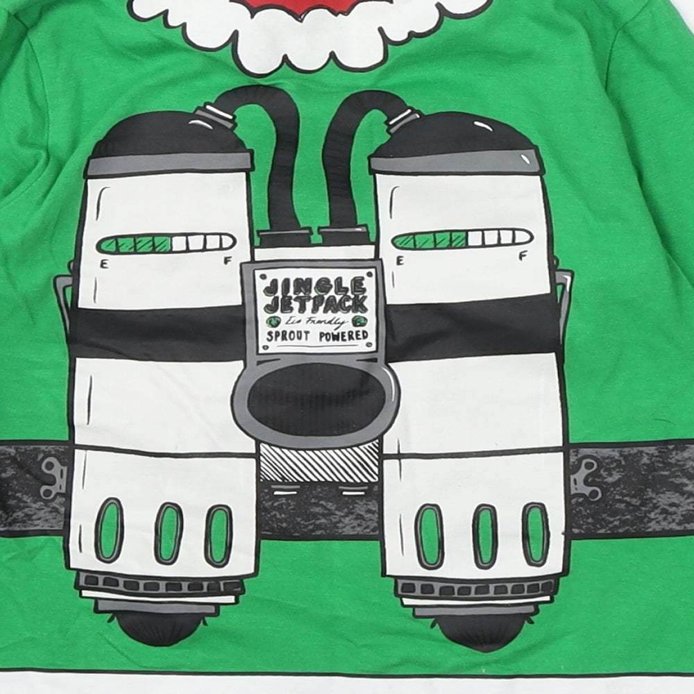 F&F Boys Green  Cotton Basic T-Shirt Size 2-3 Years Round Neck Pullover - Christmas